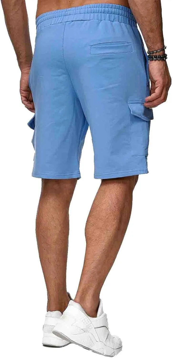Mens Hiking Cargo Shorts Elastic Waist Short Pant Muscle Fit Bodybuilding Training Shorts Men Hiking Shorts