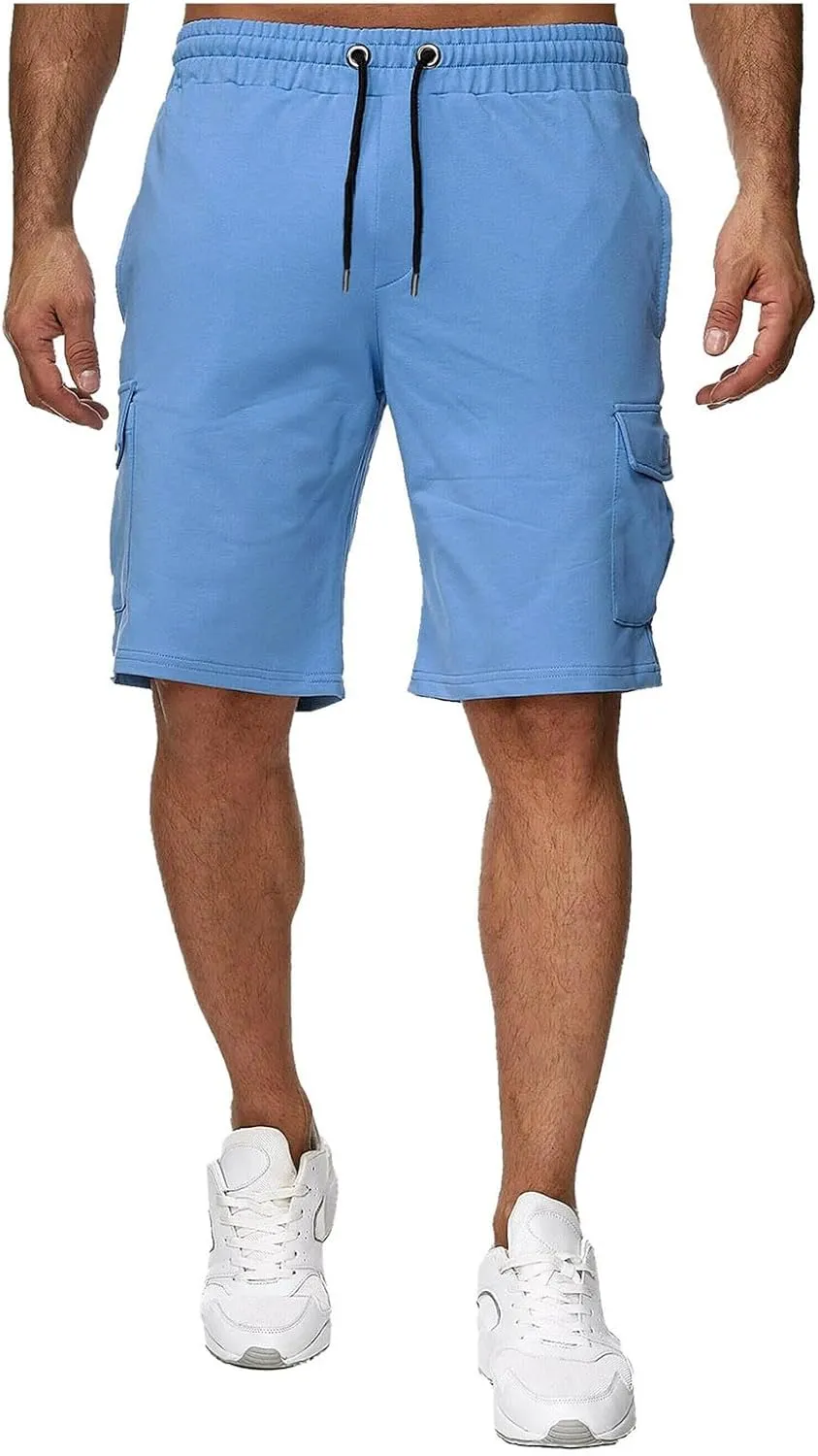 Mens Hiking Cargo Shorts Elastic Waist Short Pant Muscle Fit Bodybuilding Training Shorts Men Hiking Shorts