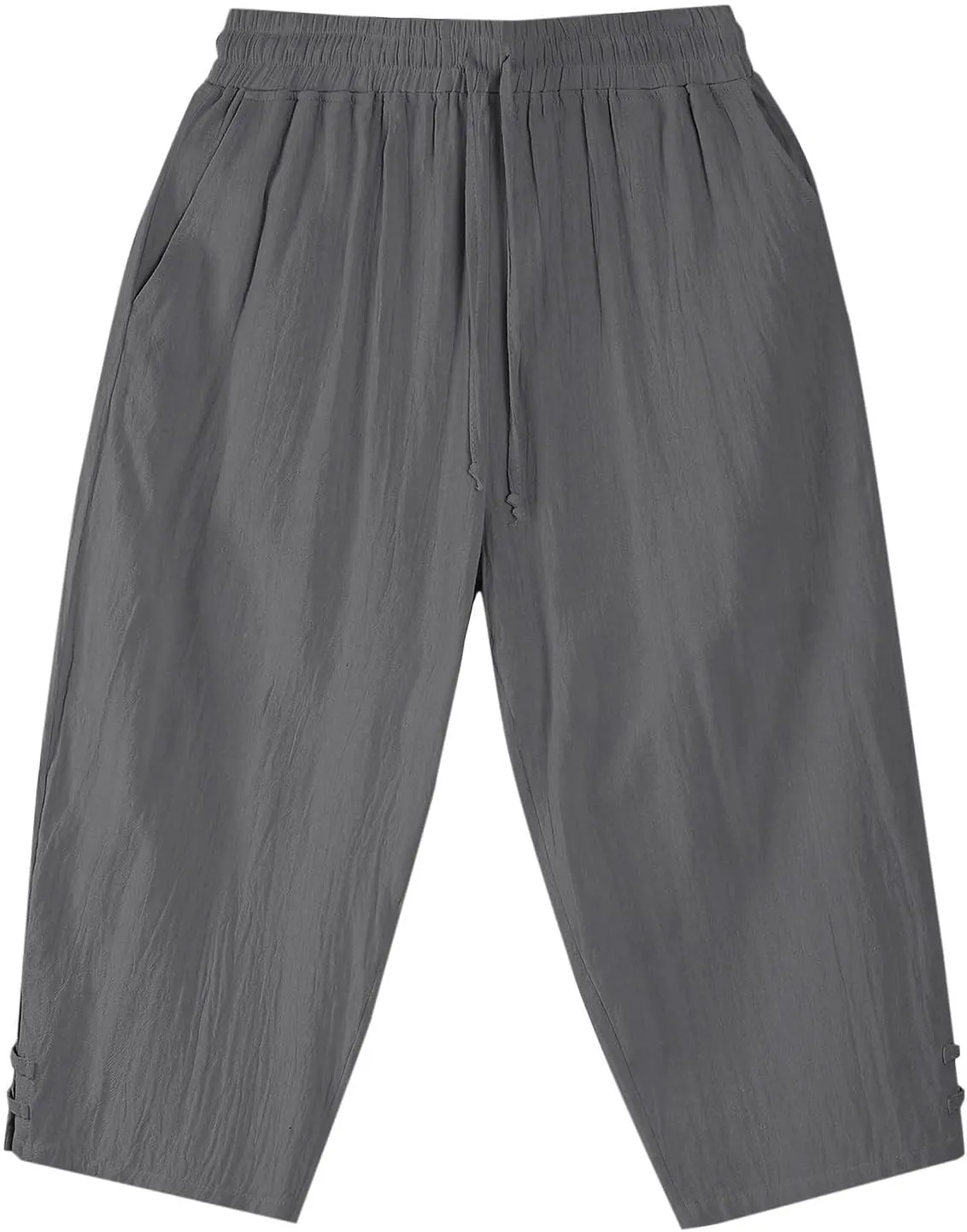 Men's Linen Pants Casual Pants Drawstring Beach Trousers Relaxed-Fit Yoga Pants Summer Elastic Waist Pants