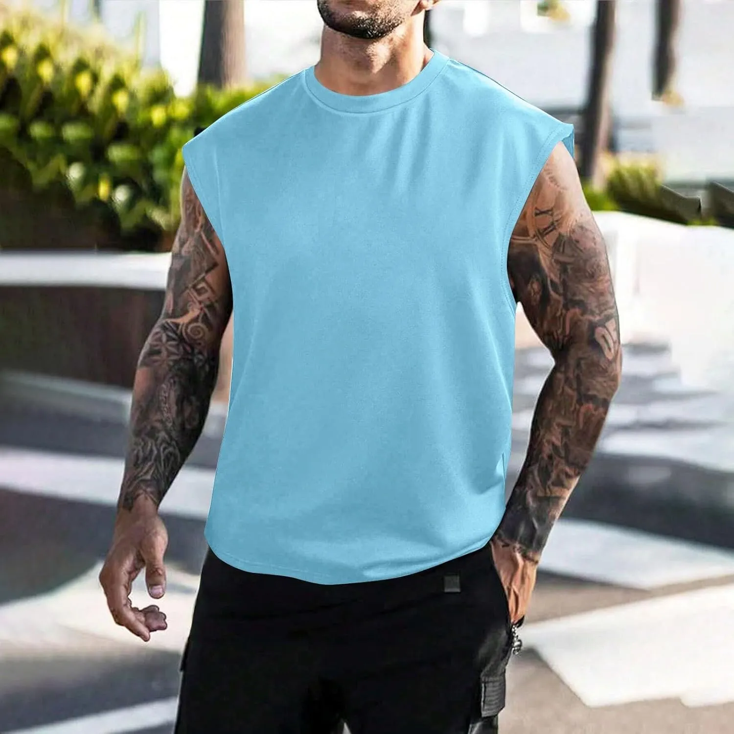 Mens Mesh Tops Lightweight Breathable Summer Workout Tank Tops Quick Dry Active Gym Shirts