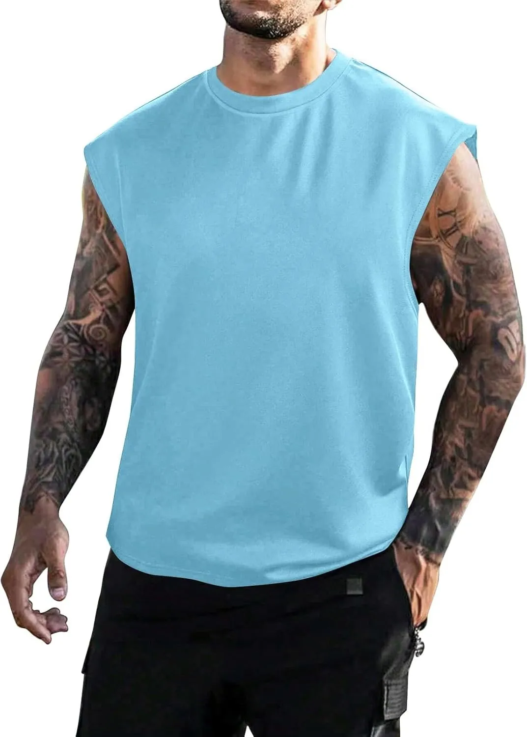 Mens Mesh Tops Lightweight Breathable Summer Workout Tank Tops Quick Dry Active Gym Shirts