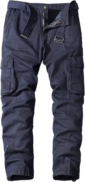 Men's Multi-Pocket Straight Leg Casual Trousers Relaxed Fit Cargo Pant Lightweight Outdoor Hiking Casual Full Pants