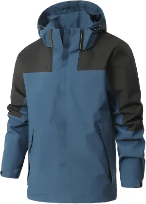 Men's Packable Rain Jackets Lightweight Waterproof Raincoats Rain Shell with Hood Travel Hiking Cycling Windbreaker