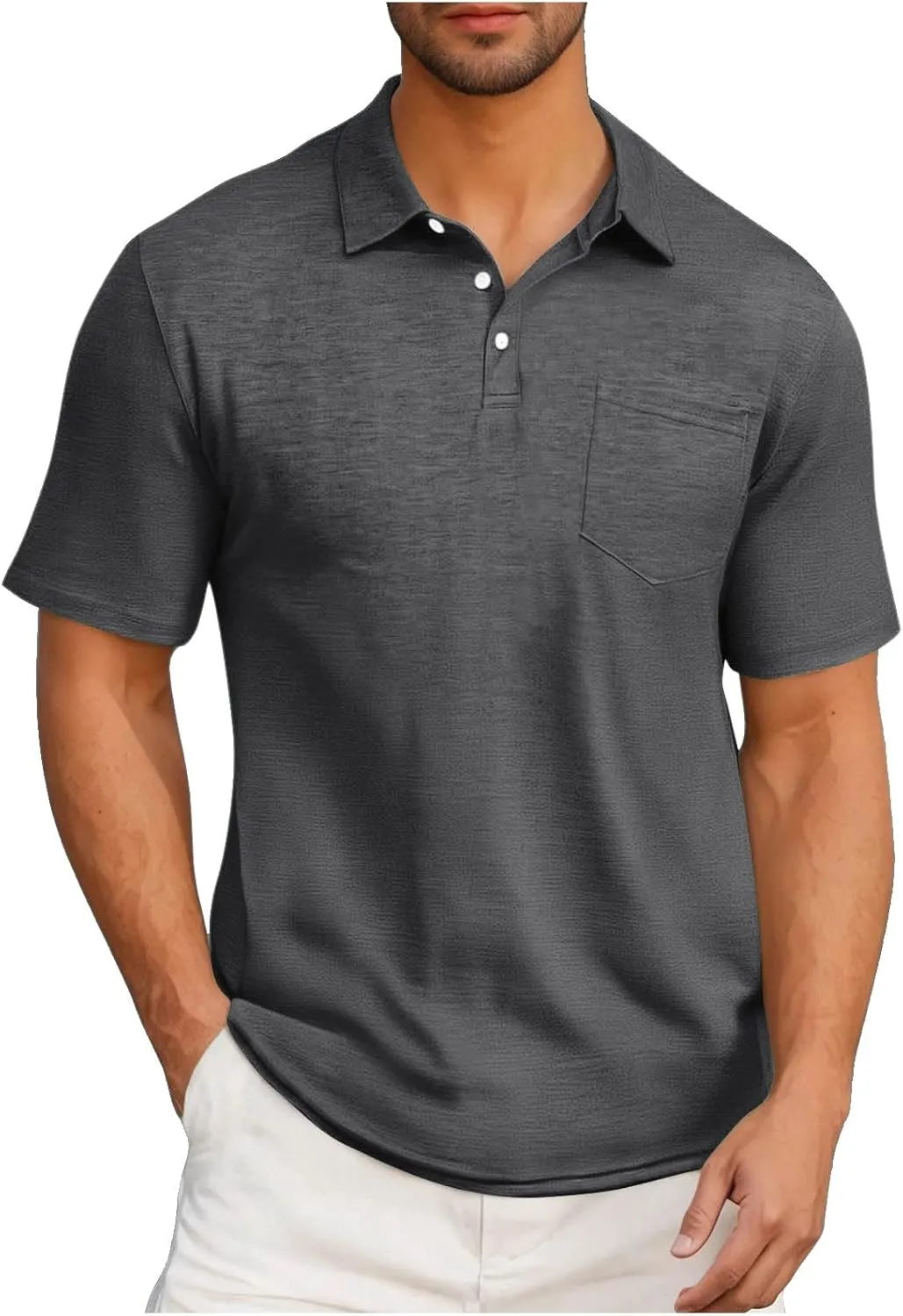 Mens Pique Polo Shirts Quick Dry Short Sleeve Golf T Shirt Summer Casual Thin Moisture Wicking Workout Athletic Tops