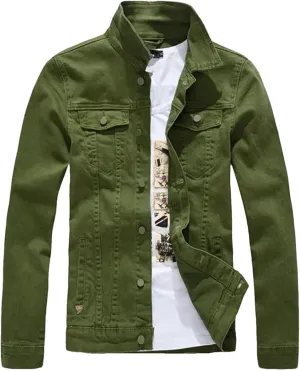 Men's Spring Denim Jacket Classic Slim Fit Casual Outerwear Long-Sleeved Trucker Denim Coats