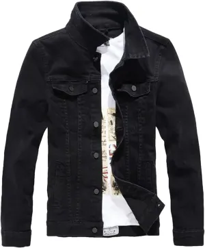 Men's Spring Denim Jacket Classic Slim Fit Casual Outerwear Long-Sleeved Trucker Denim Coats