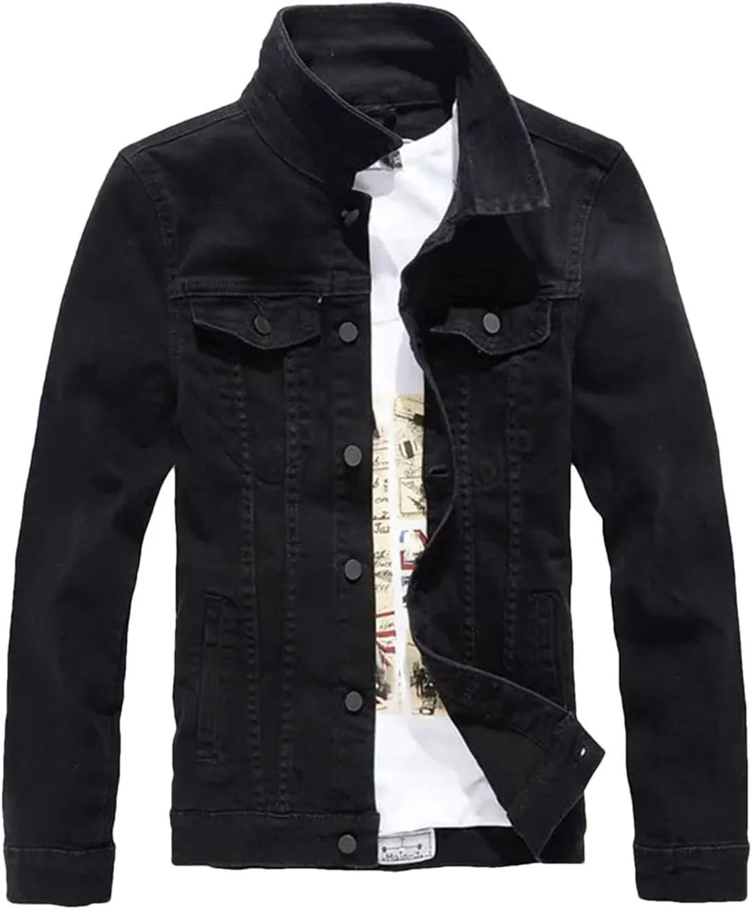Men's Spring Denim Jacket Classic Slim Fit Casual Outerwear Long-Sleeved Trucker Denim Coats