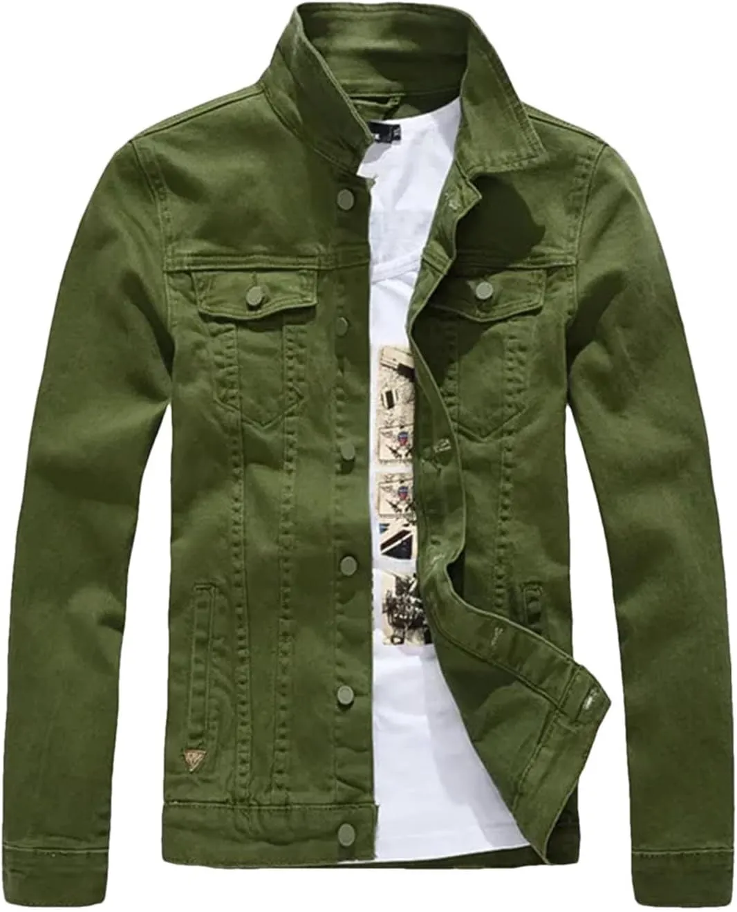 Men's Spring Denim Jacket Classic Slim Fit Casual Outerwear Long-Sleeved Trucker Denim Coats