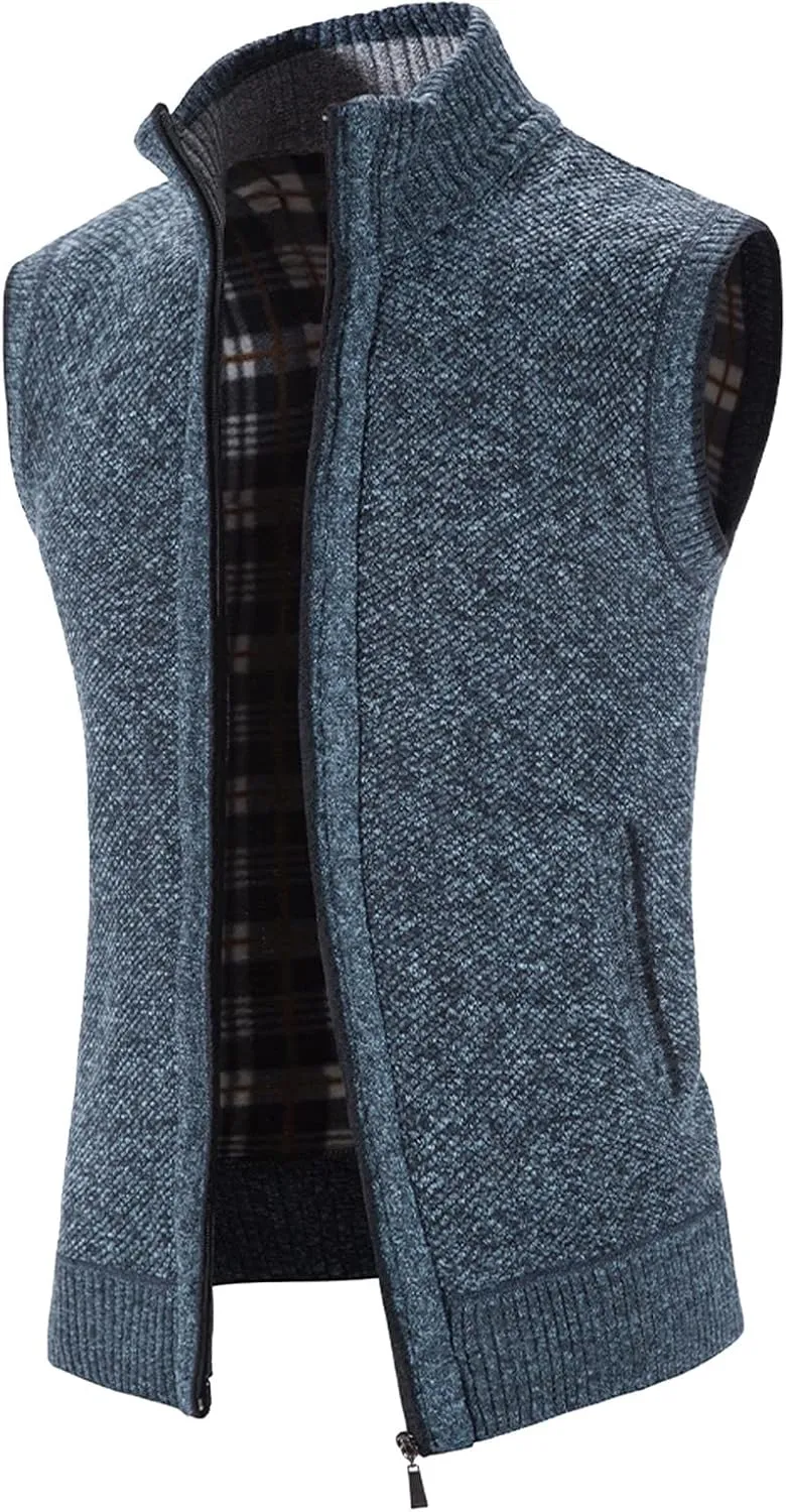 Mens Sweater Vest Knitted Cardigan Vest Windproof Softshell Vest Lightweight Golf Vest Outerwear Sleeveless Jacket
