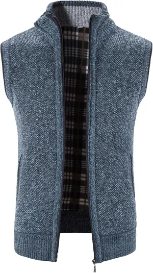 Mens Sweater Vest Knitted Cardigan Vest Windproof Softshell Vest Lightweight Golf Vest Outerwear Sleeveless Jacket