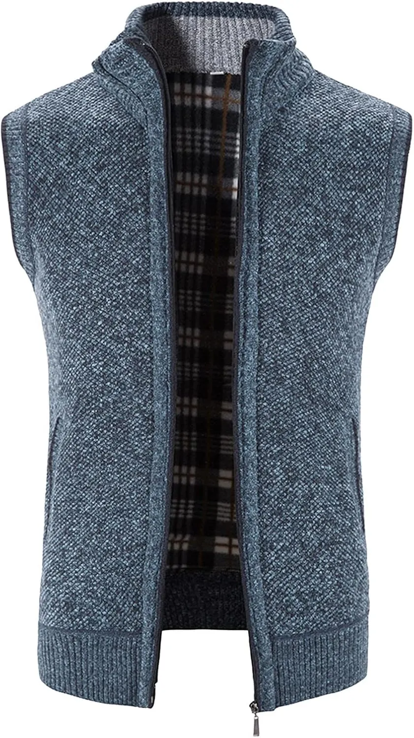 Mens Sweater Vest Knitted Cardigan Vest Windproof Softshell Vest Lightweight Golf Vest Outerwear Sleeveless Jacket