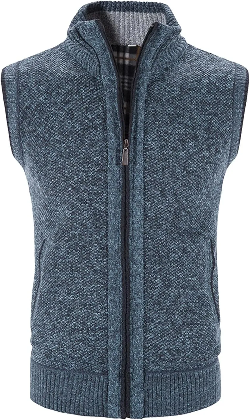 Mens Sweater Vest Knitted Cardigan Vest Windproof Softshell Vest Lightweight Golf Vest Outerwear Sleeveless Jacket