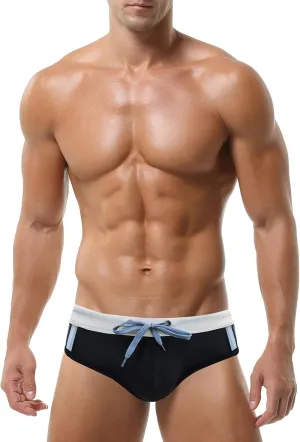 Men's Swim Bikini Briefs Sexy Low Rise Beach Board Swimsuit Swimwear Quick Dry Bathing Surfing Shorts Trunks with Pad