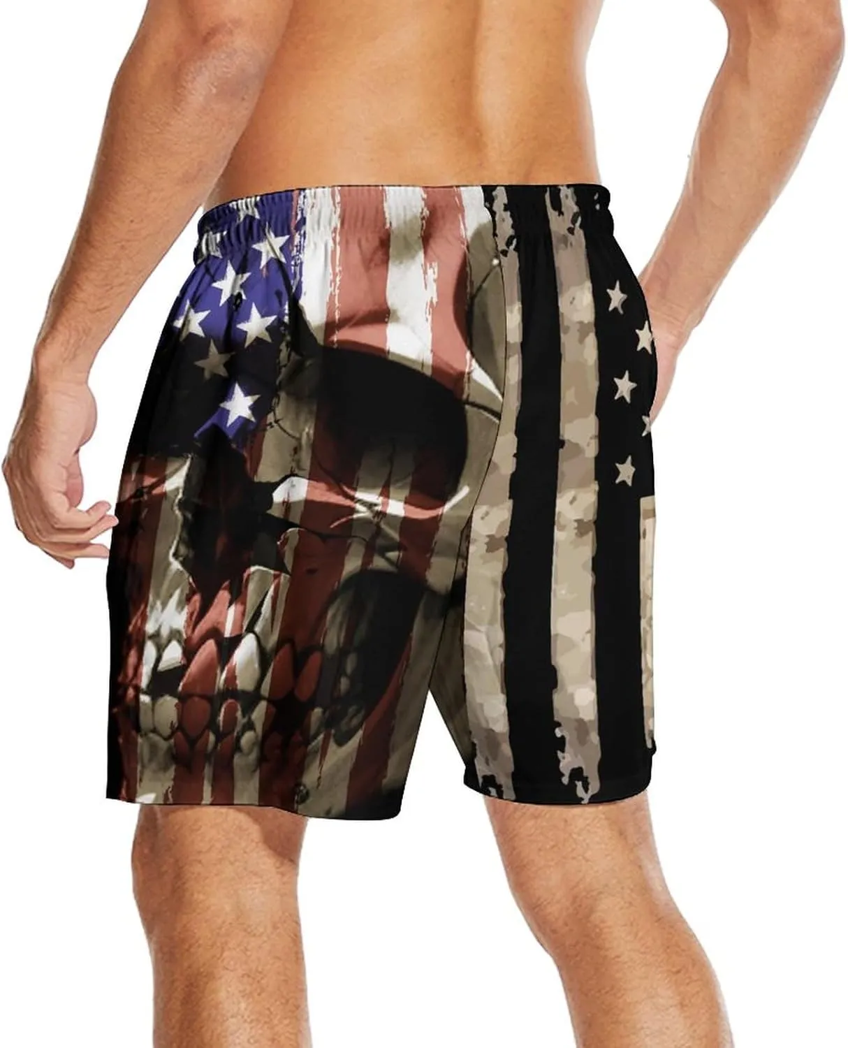 Men's Swim Trunk Retro 80s 90s Board Shorts with Mesh Lining Quick Dry Summer Swim Shorts