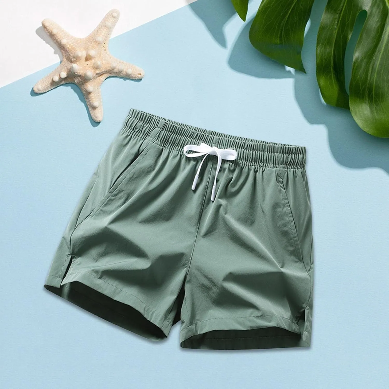 Men's Swim Trunks Quick Dry Shorts Summer Blue Beach Board Swimming Hawaiian Big and Tall Cargo Swimwear Bathing Suite