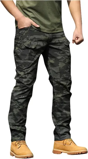 Mens Tactical Cargo Pants Work Hiking Pants Lightweight Outdoor Pants with Multi Pockets Relaxed Fit Camo Cargo Pants