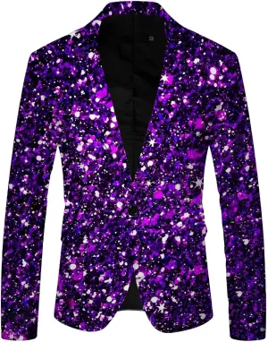 Men's Tails Slim Fit Tailcoat Sequin Dress Suit Jacket Dinner Party Wedding Tuxedo Blazer Disco Festival Sport Coat