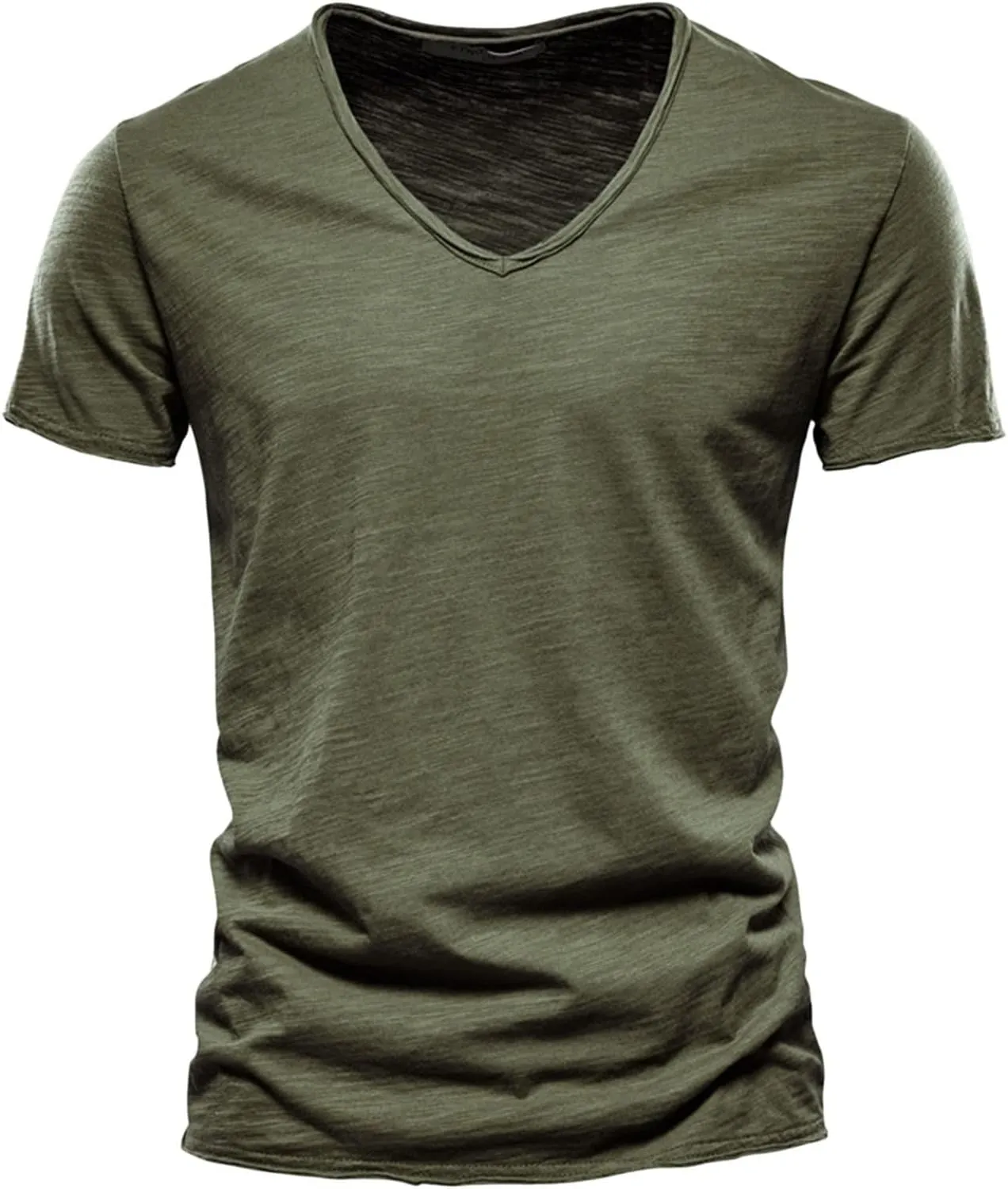 Men's V-Neck T-Shirts Soft Fitted Premium Classic Tee Men's T Shirts Cotton Hipster Hip Hop Longline Crewneck T-Shirt