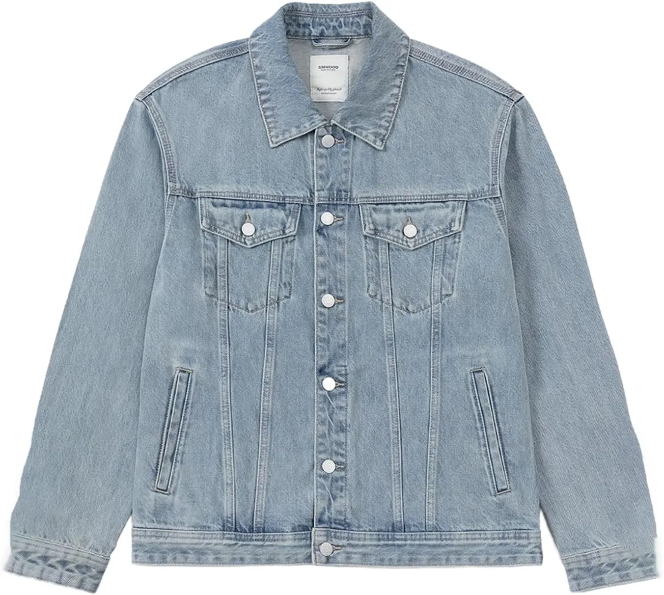 Men's Washed Vintage Raw Denim Trucker Jacket Casual Single Breasted Denim Jacket