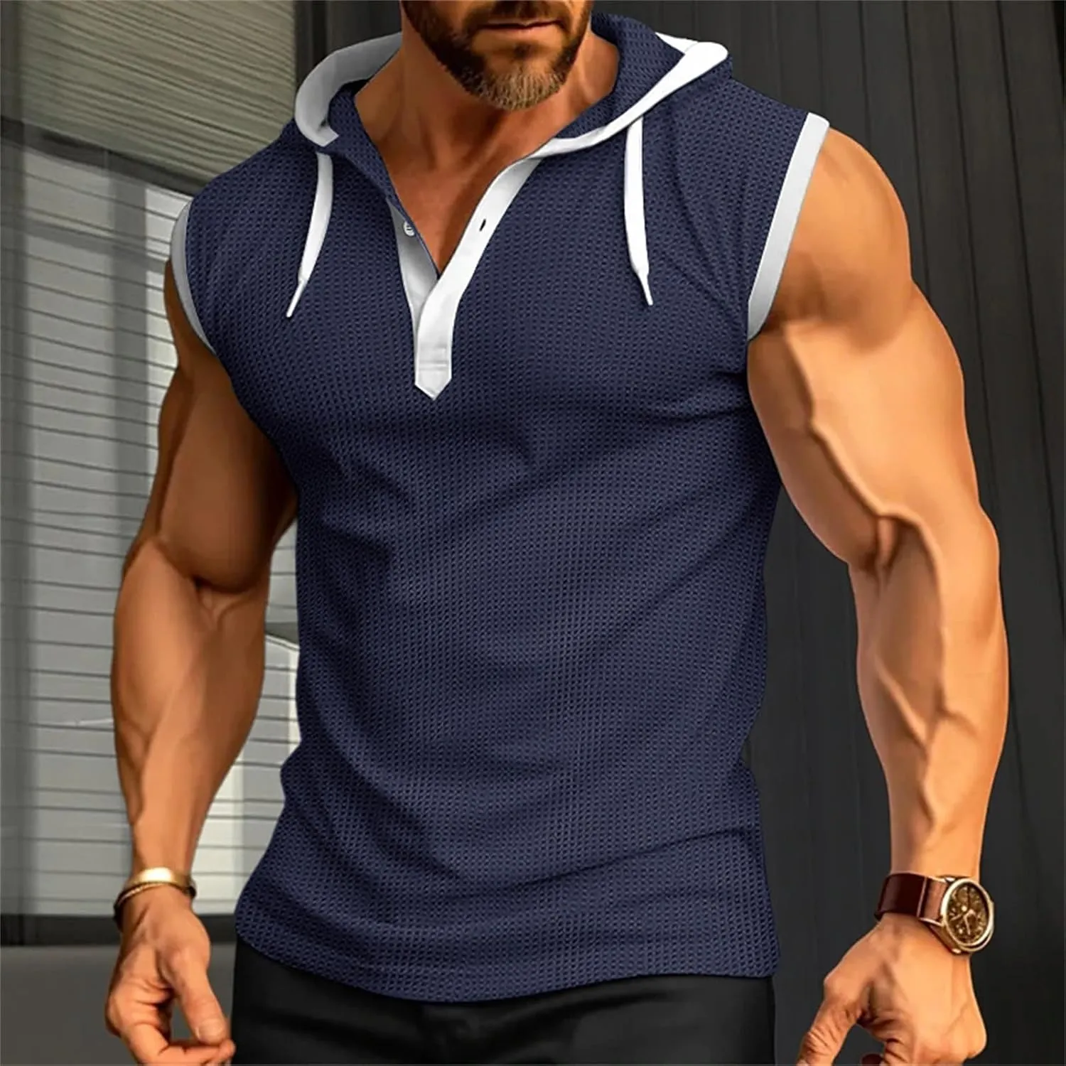 Men's Workout Tank Tops with Hood Sleeveless Cut Off Muscle Shirt Stylish Hoodies Pullover Thin Quick Dry Vest Shirts