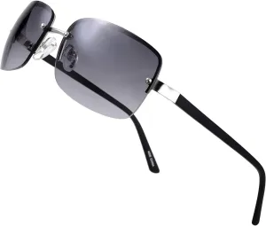 Minimalist Semi-rimless Rectangular Sunglasses for Men Women - Exquisite Packaging