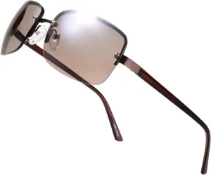 Minimalist Semi-rimless Rectangular Sunglasses for Men Women - Exquisite Packaging