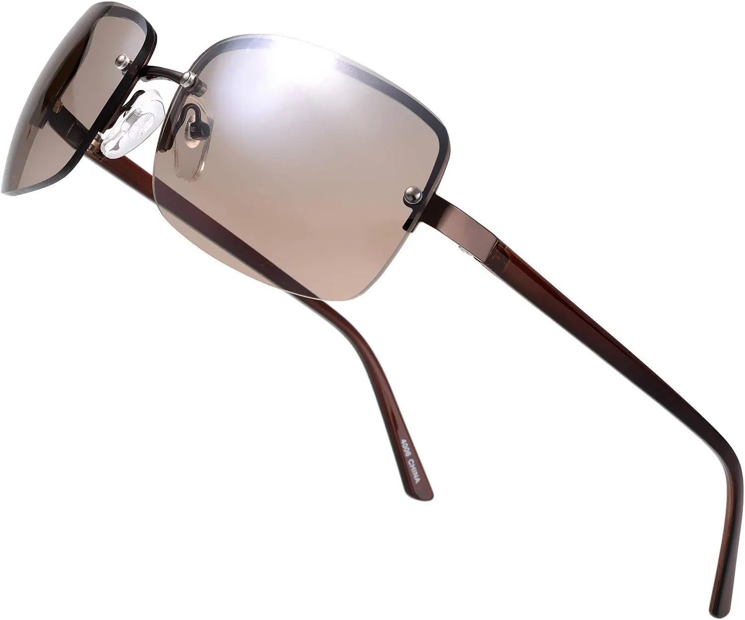 Minimalist Semi-rimless Rectangular Sunglasses for Men Women - Exquisite Packaging