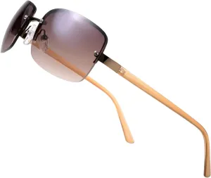 Minimalist Semi-rimless Rectangular Sunglasses for Men Women - Exquisite Packaging