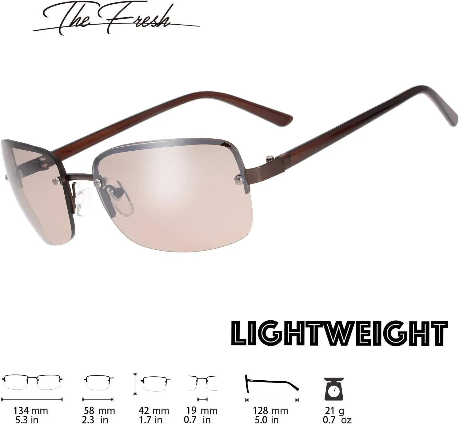 Minimalist Semi-rimless Rectangular Sunglasses for Men Women - Exquisite Packaging