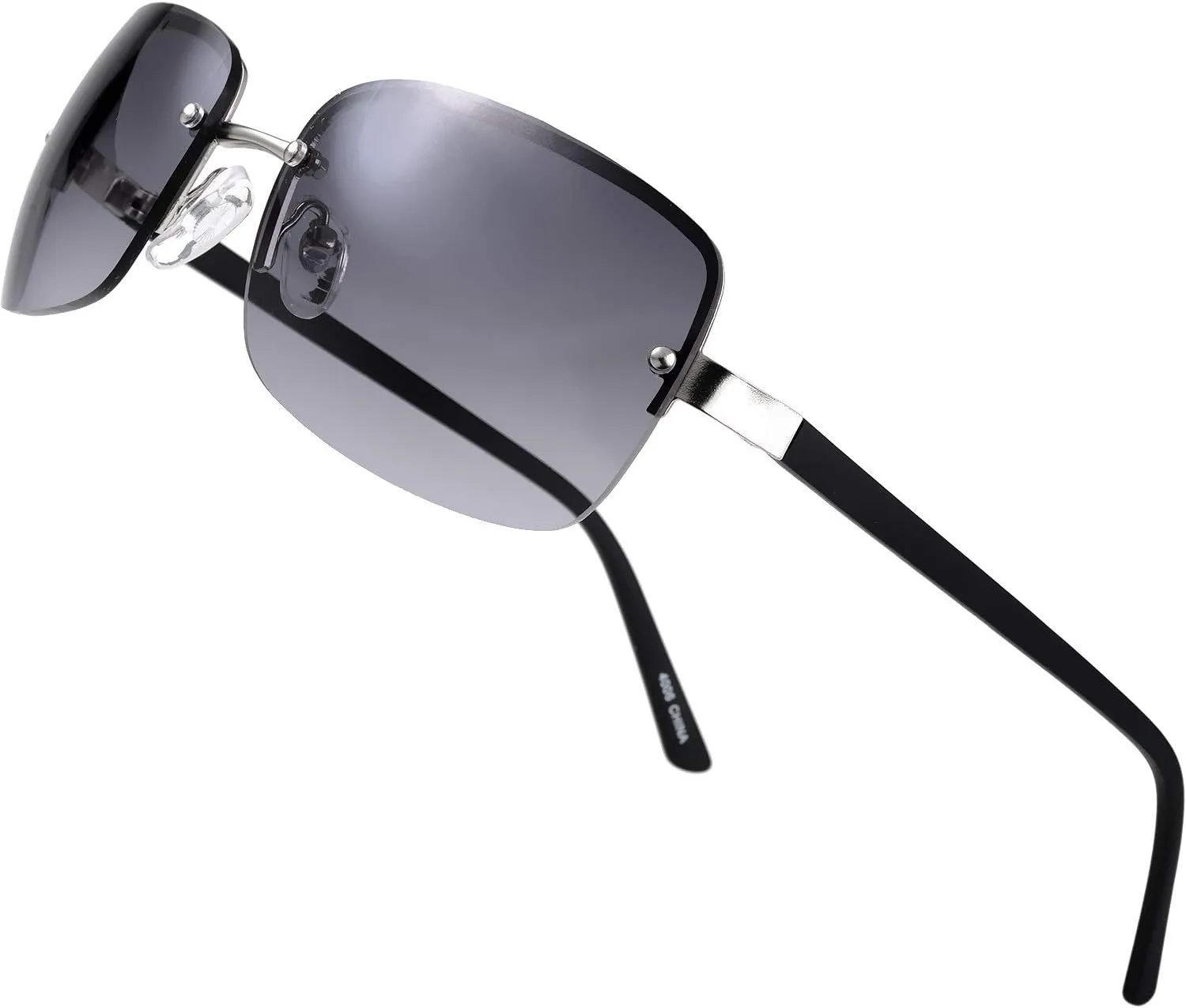 Minimalist Semi-rimless Rectangular Sunglasses for Men Women - Exquisite Packaging