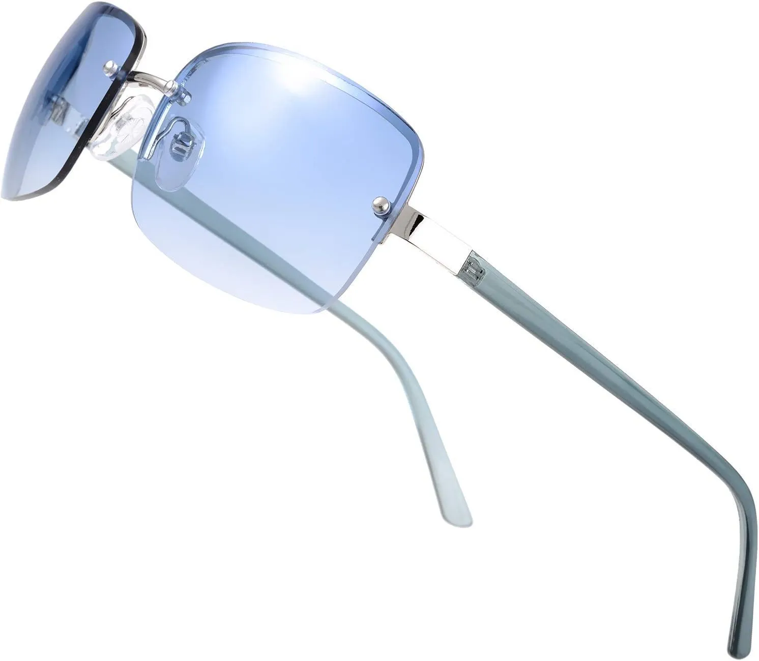 Minimalist Semi-rimless Rectangular Sunglasses for Men Women - Exquisite Packaging