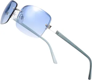 Minimalist Semi-rimless Rectangular Sunglasses for Men Women - Exquisite Packaging