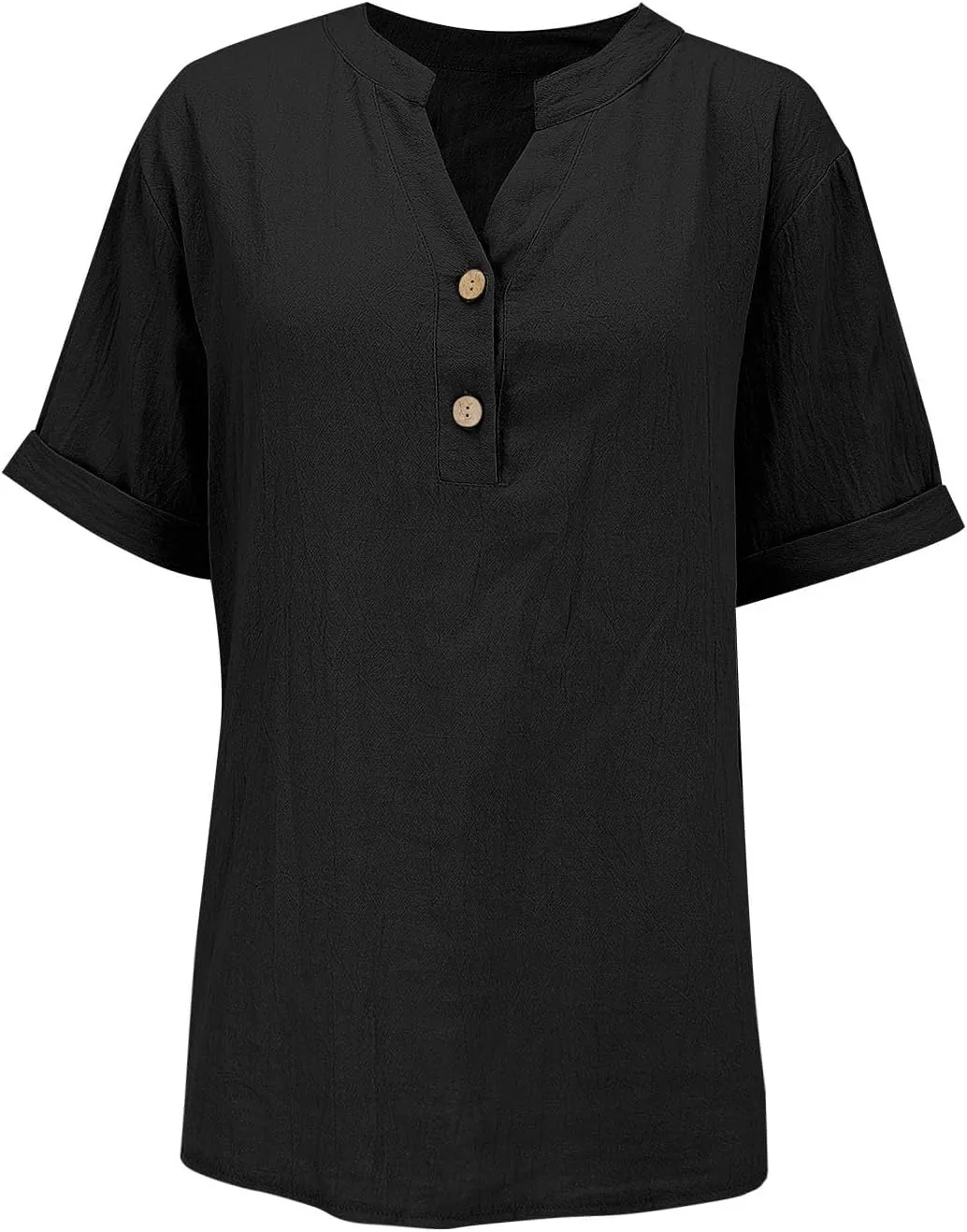Miyaomn Women's Linen Tops Plus Size Summer Casual V Neck Blouses Short Sleeve Button Down Shirts 2025 Trendy Clothes Outfits