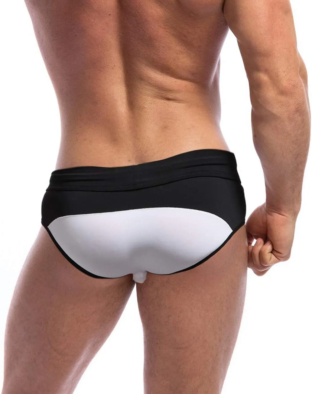 MIZOK Men's Sexy Low Rise Quick Dry Swim Briefs Hot Body Bikini Swimsuit Swimwear
