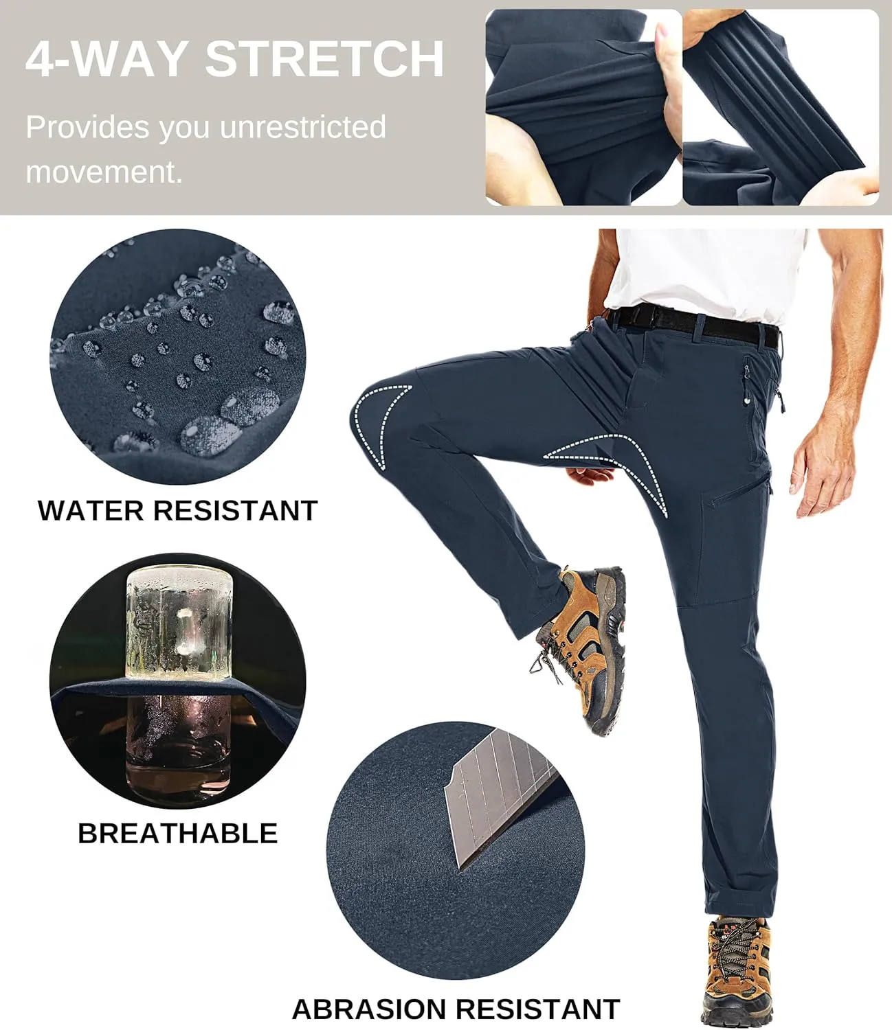 NATUVENIX Hiking Pants Men Lightweight Mens Travel Pants Stretchy Work Pants for Men Quick Dry Fishing Pants Outdoor