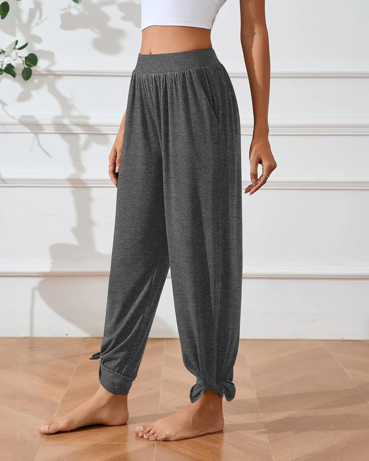 Neer 3 Pcs Women's Lounge Pants Side Slit High Waisted Joggers Wide Leg Yoga Sweatpants with Pocket Loose Cozy Pant