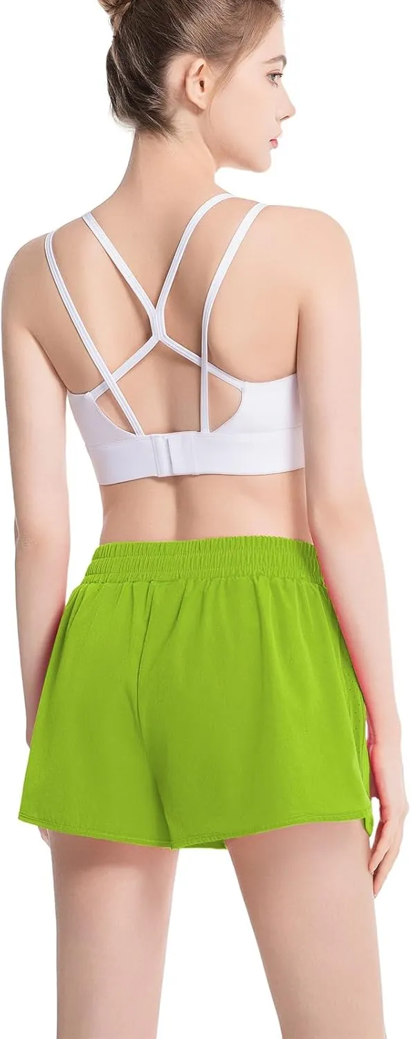 NEXSONIC Athletic Shorts for Women Quick-Dry Running Shorts with Linear Workout Gym Active Sport Shorts