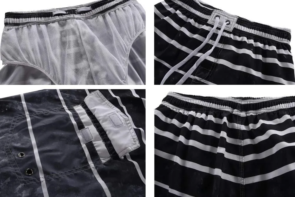 ninovino Men's Summer Holiday Swim Trunks Beach Board Shorts with Lining