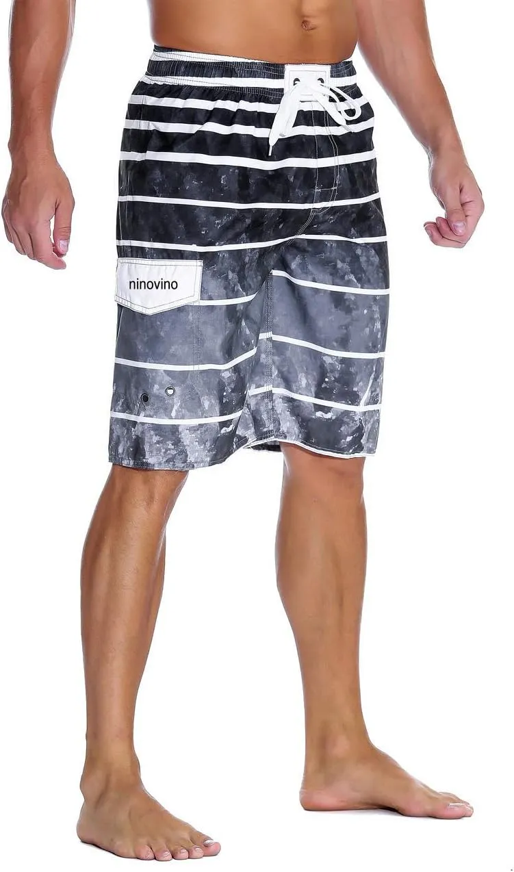 ninovino Men's Summer Holiday Swim Trunks Beach Board Shorts with Lining