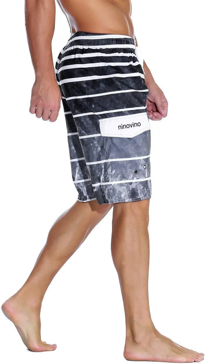 ninovino Men's Summer Holiday Swim Trunks Beach Board Shorts with Lining