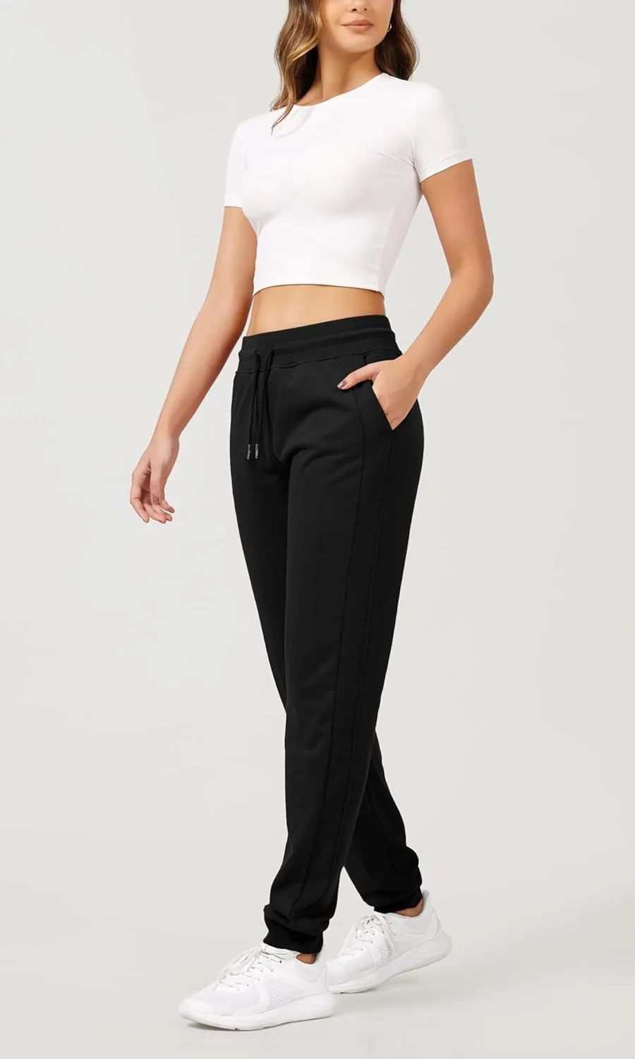 ODODOS Women's Jogger Sweatpants Cotton French Terry High Waist Casual Lounge Pants with Pockets