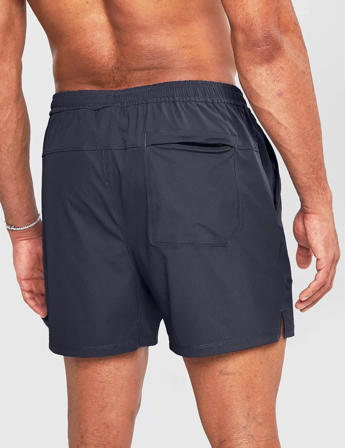 Ouber Men's Athletic Running Shorts Quick Dry Workout Shorts 5" Gym Shorts with Zip Pockets