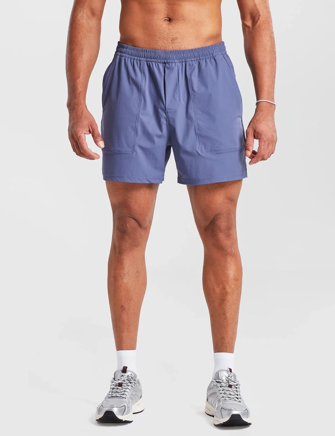 Ouber Men's Athletic Running Shorts Quick Dry Workout Shorts 5" Gym Shorts with Zip Pockets