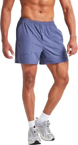Ouber Men's Athletic Running Shorts Quick Dry Workout Shorts 5" Gym Shorts with Zip Pockets