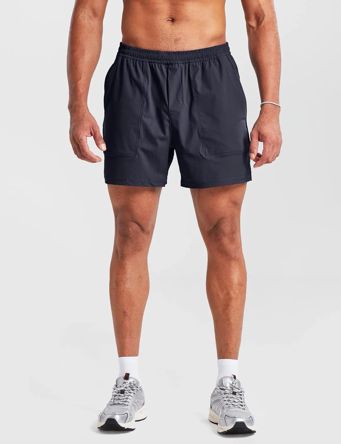 Ouber Men's Athletic Running Shorts Quick Dry Workout Shorts 5" Gym Shorts with Zip Pockets