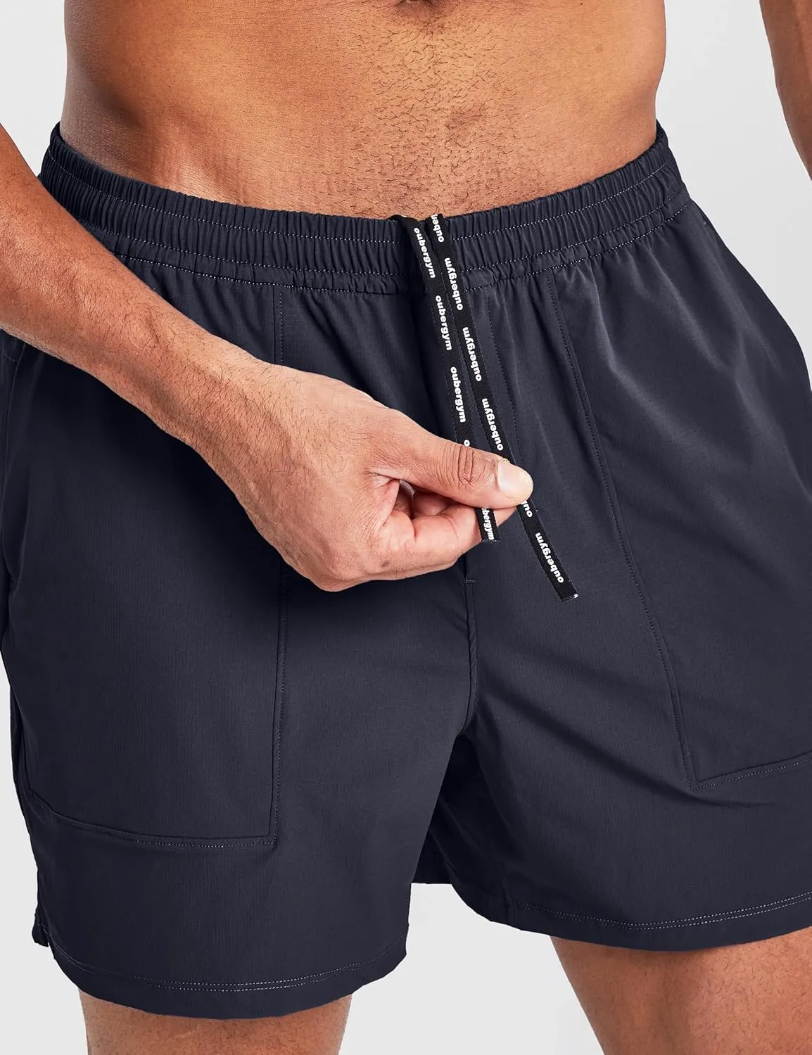 Ouber Men's Athletic Running Shorts Quick Dry Workout Shorts 5" Gym Shorts with Zip Pockets