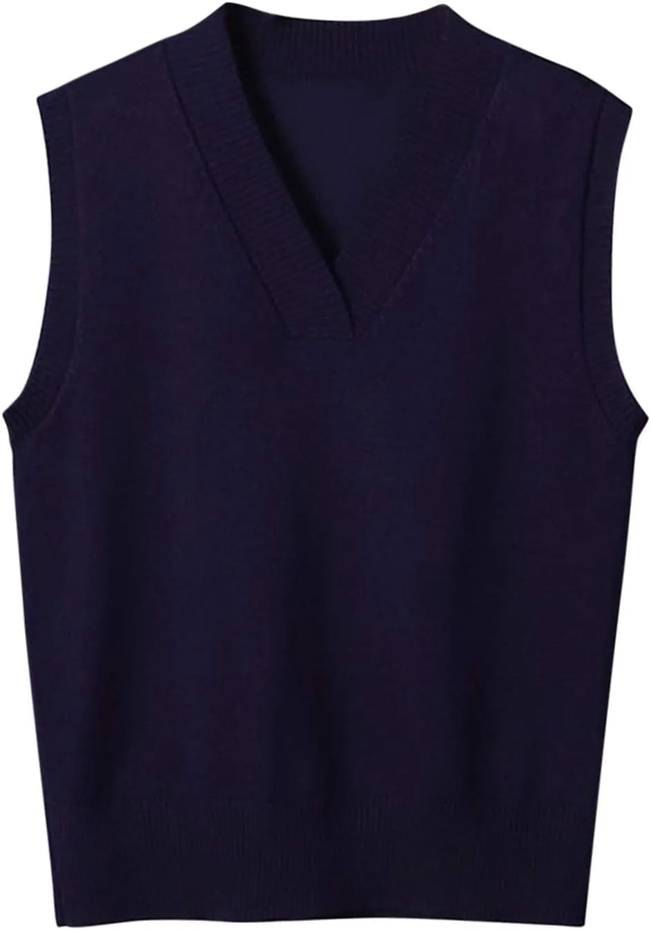 Oversized Sweater Vest for Women School Uniform Sleeveless V Neck Pullover Knitwear Tops Solid Tunic Tank Tops