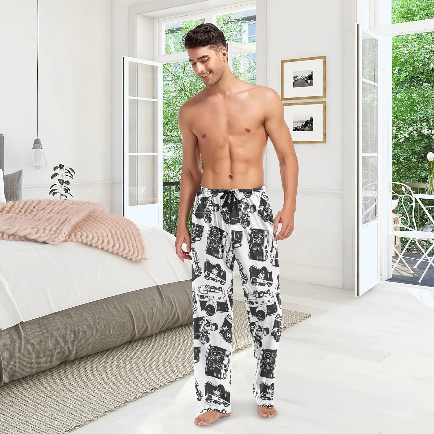 Oyihfvs Men's Pajama Pants Elastic Waistband Lounge Pants Sleep Pants with Pockets