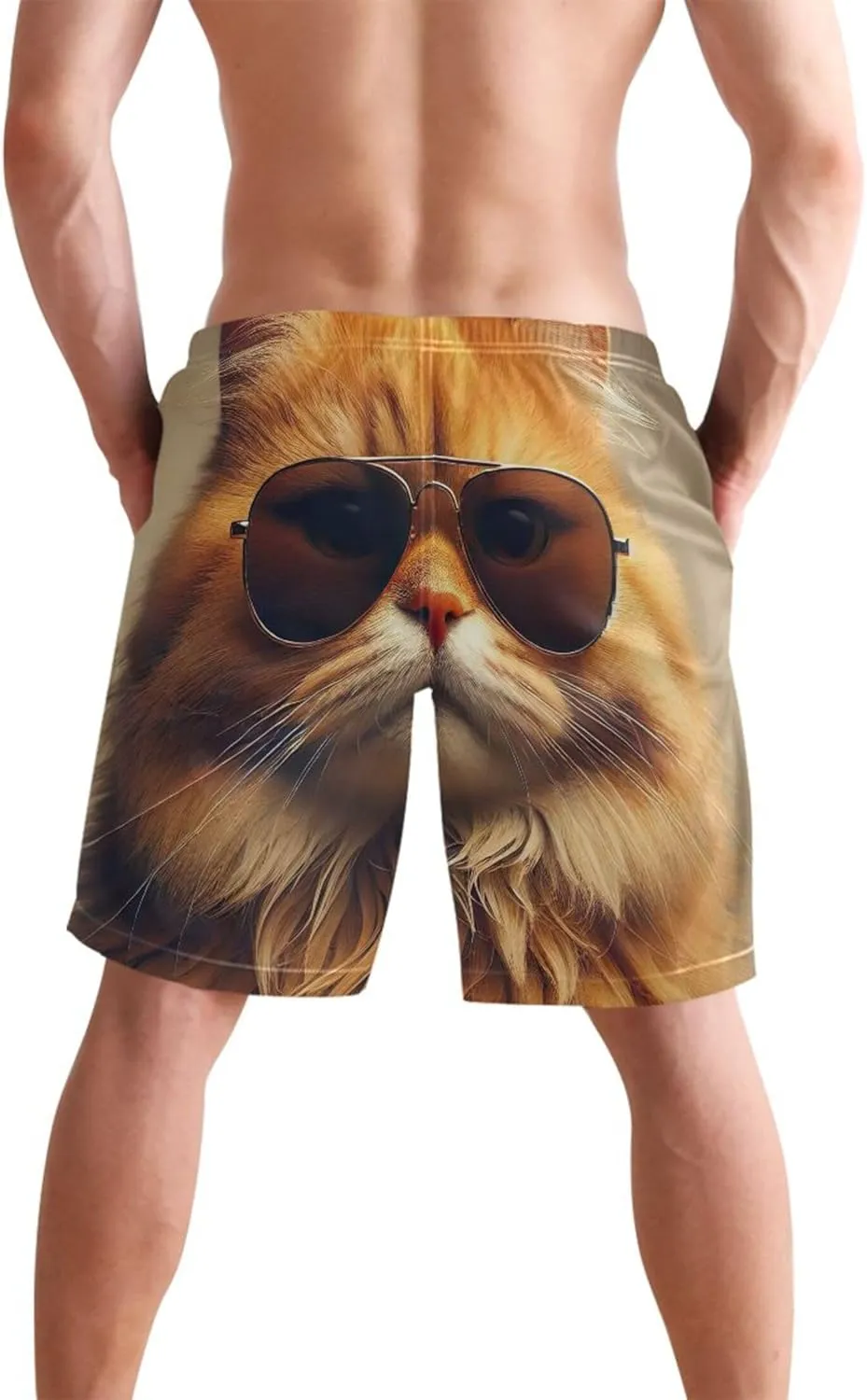 Personalized Swim Trunks Men Cute Watercolor Cute Pig Beach Board Shorts Quick Dry Shorts Swimwear S
