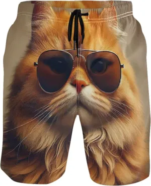 Personalized Swim Trunks Men Cute Watercolor Cute Pig Beach Board Shorts Quick Dry Shorts Swimwear S
